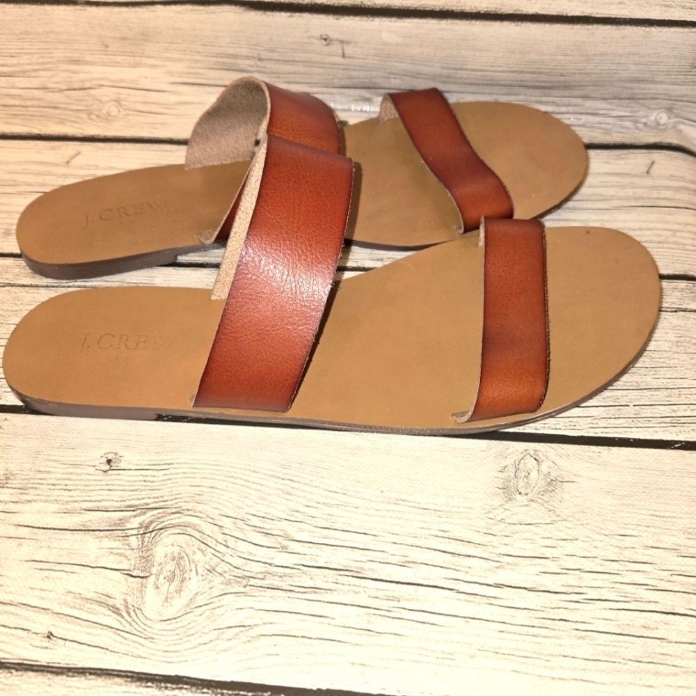 J CREW Women's Brown Easy summer slide sandals SIZE 10